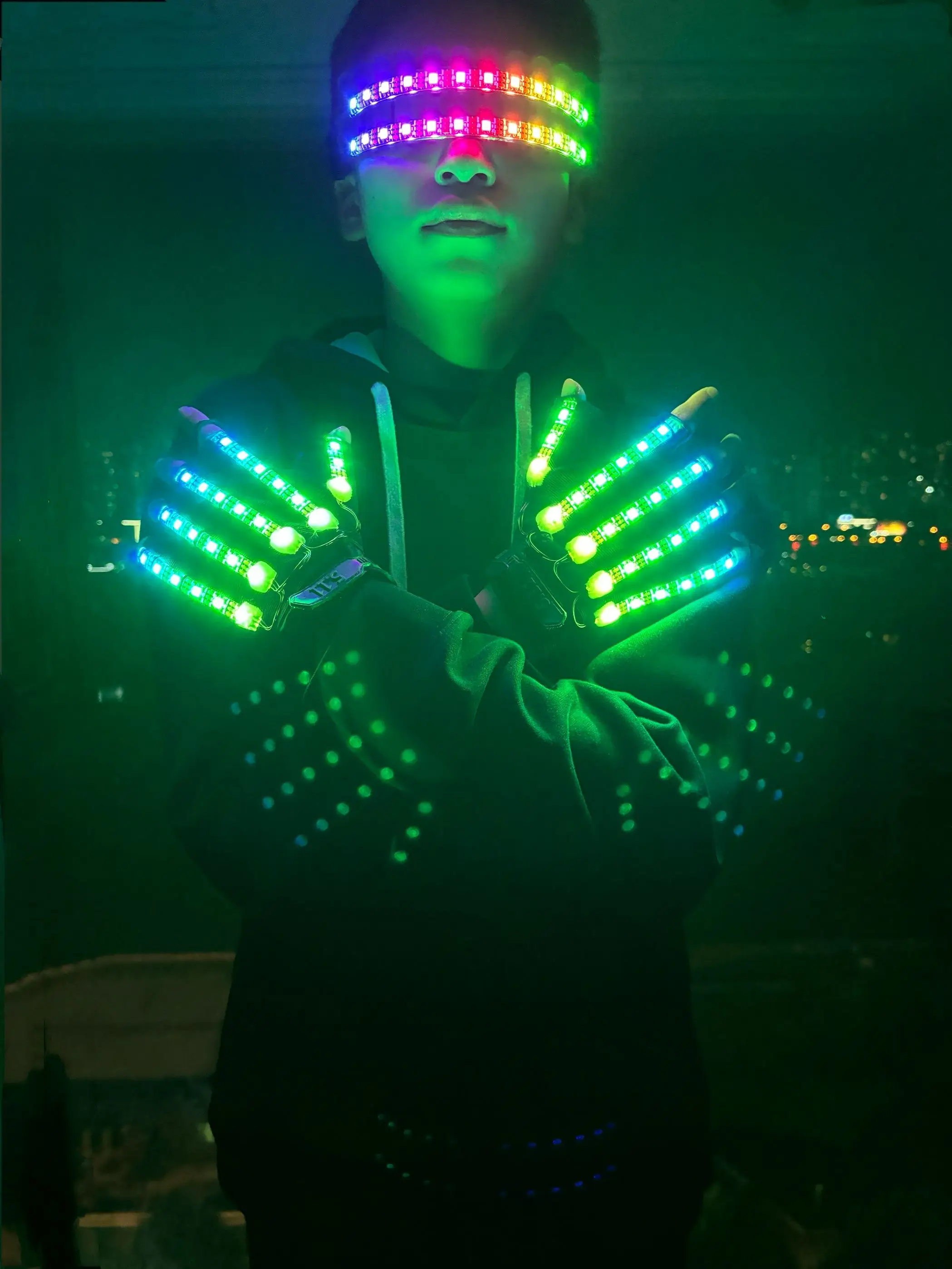 Change Color LED light glasses gloves sets for dance remote control shows performance nightclub halloween party festival event