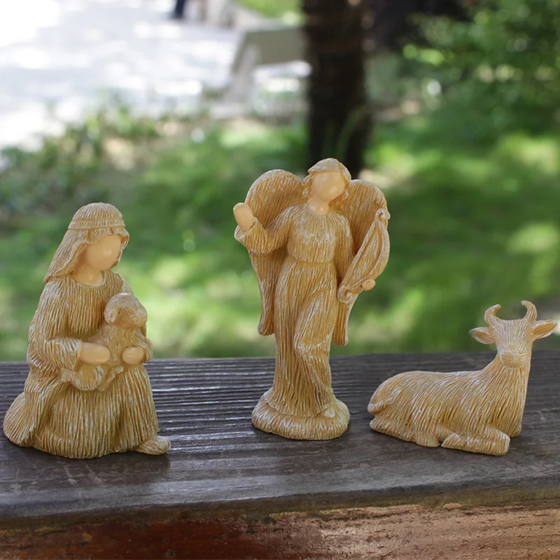 2024 High Quality Religious Figure Horse Trough Resin Ornament Set Christian Christmas Ornament Set Home and Church Decoration