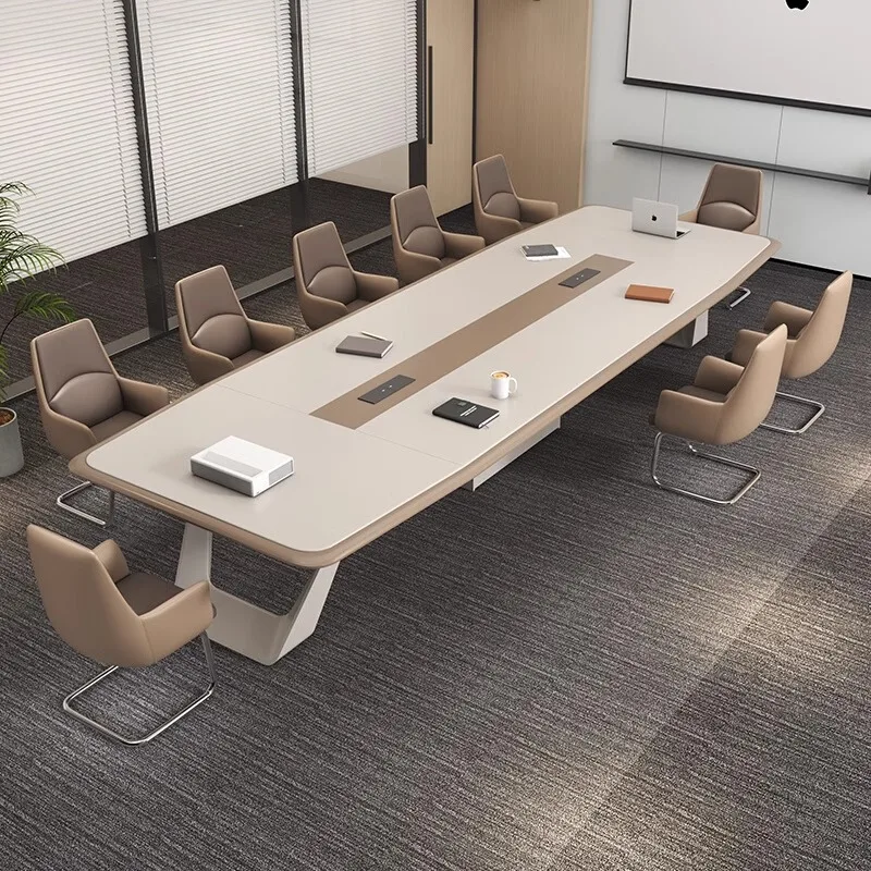 Painted solid wood conference table customization, simple strip conference office training multi-person negotiation table office