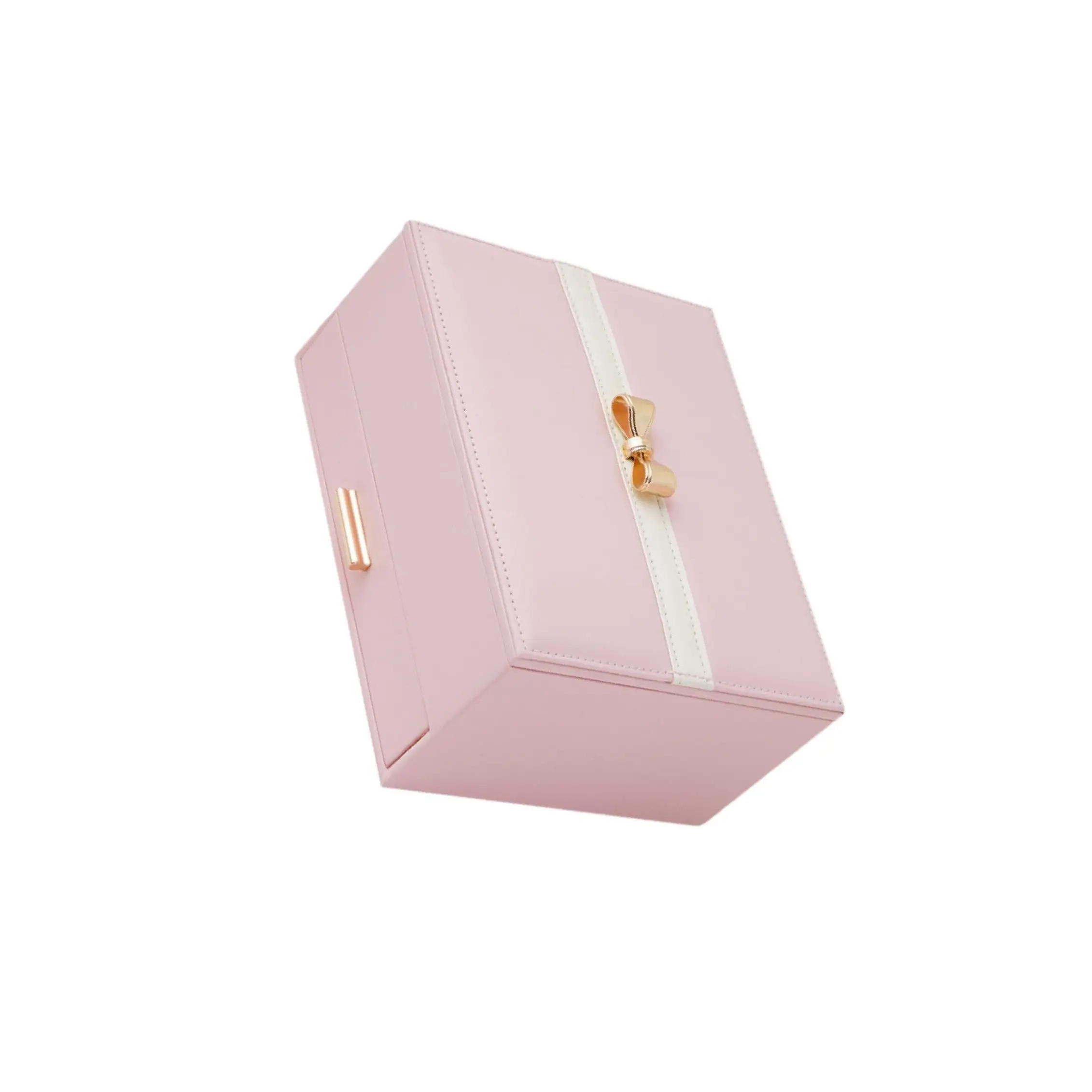 Elegant 2 Layer Bracelet Charms Jewelry Storage Case With Metal Handle For Easy Jewelry Management Wear Resistant