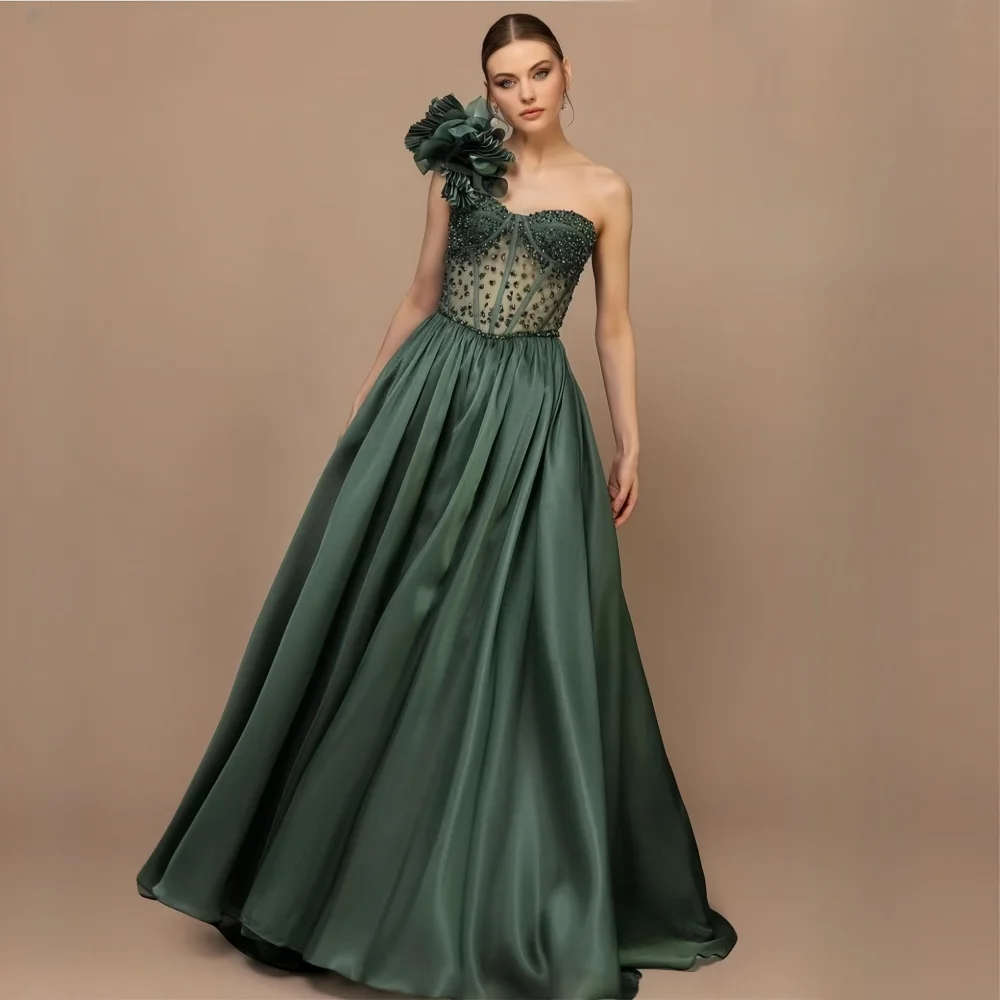 

Customized Prom Gown Saudi Arabia Dearin Asymmetrical A-line Floor Length Skirts Fold Bespoke Occasion Dresses Evening Formal Dr