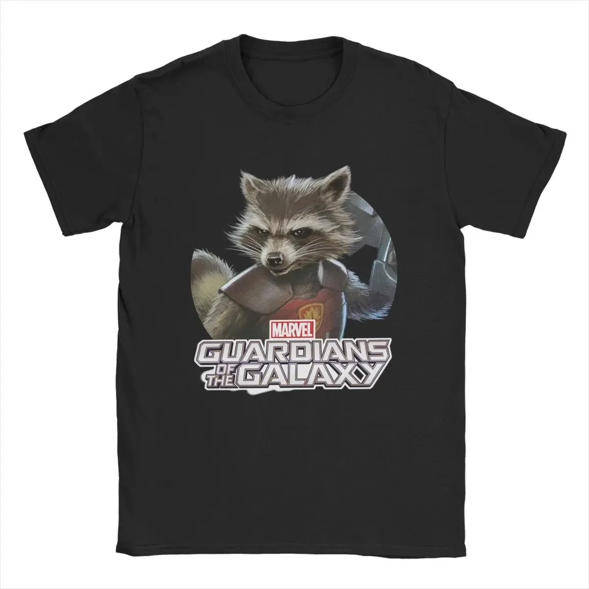 Marvel Rocket Portrait Legend Men's Printed T-shirt Guardians of The Galaxy T-shirt Men's Cotton Casual Short Sleeve Top