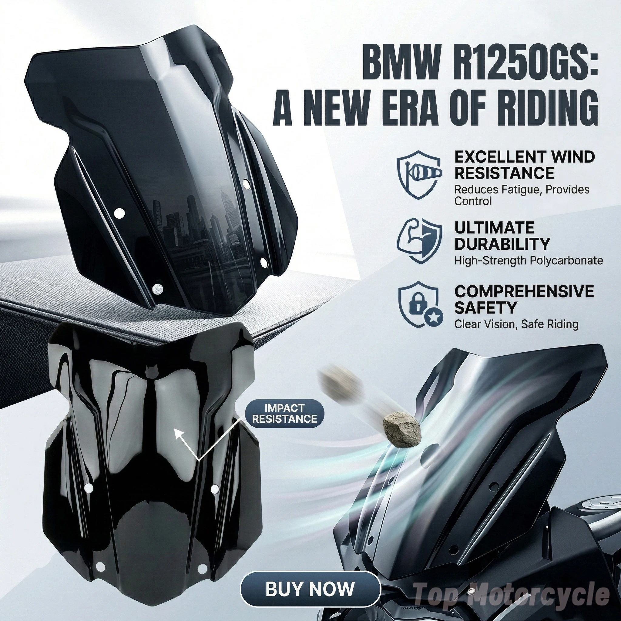 Motorcycle Touring Sports Heightened Racing Windscreen Windshield Visor Deflector for BMW R1200GS R1250GS ADV 2018-2026 view 3