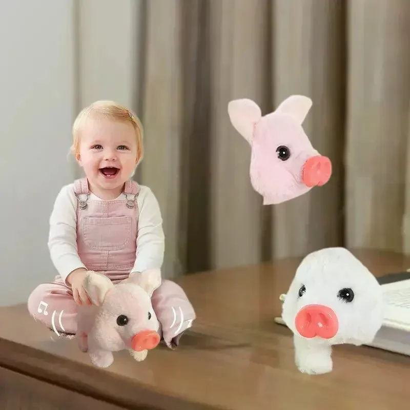 Jouet réaliste en peluche de porcelets électriques simulés, peut marcher des aboiements, jouets électroniques pour animaux de compagnie, cadeaux mignons pour enfants