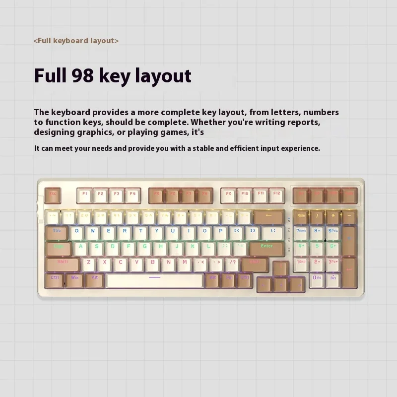 Mechrevo K355 98-Key Wired Mechanical Keyboard Full-Key Conflict-Free Gasket Structure Office Learning Game Multi-Function