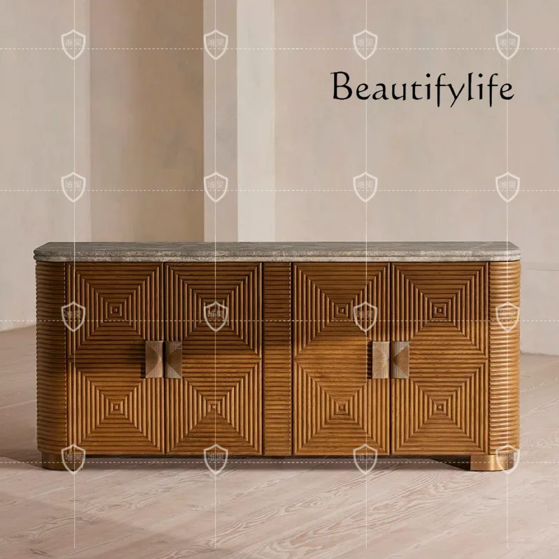 

Medieval style all-solid wood dining side cabinet, retro French dining side cabinet, entrance cabinet, storage designer model