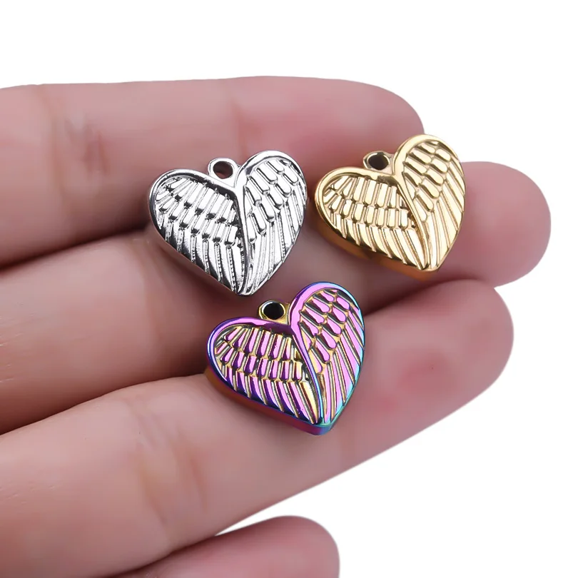 7pcs/Lot Love Wing Senior Pendant Colour Stainless Steel Pendants New In No Fading For Diy Necklace Jewelry Hand Making Findings image 6