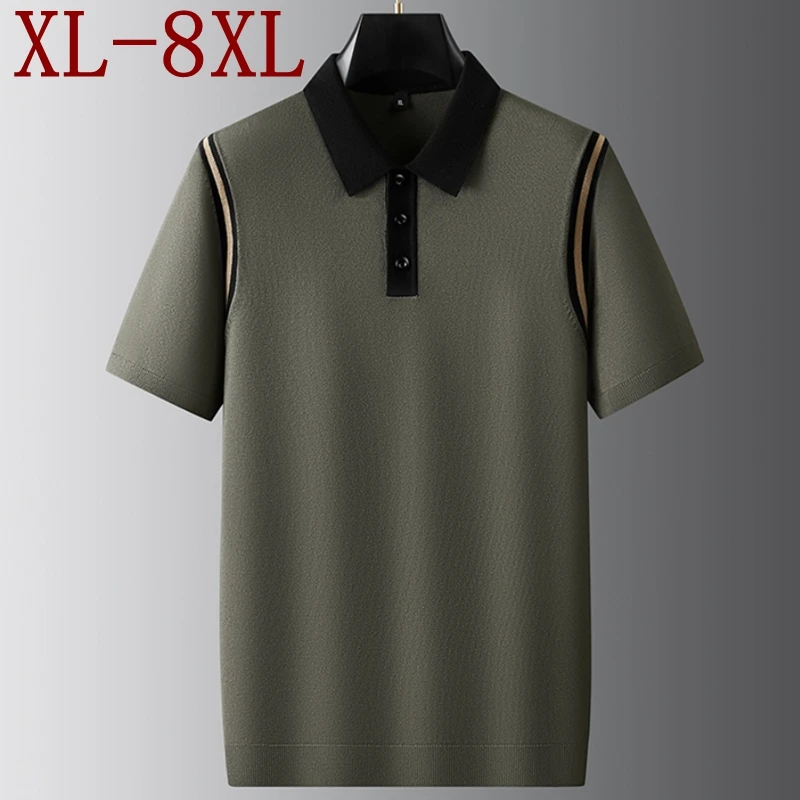 

8XL 7XL 6XL 2025 Новый осенний элитный роскошный свитер Мужская мода Мужские джемперы с короткими рукавами и лацканами Теплые свитера Мужской Джерси Hombre