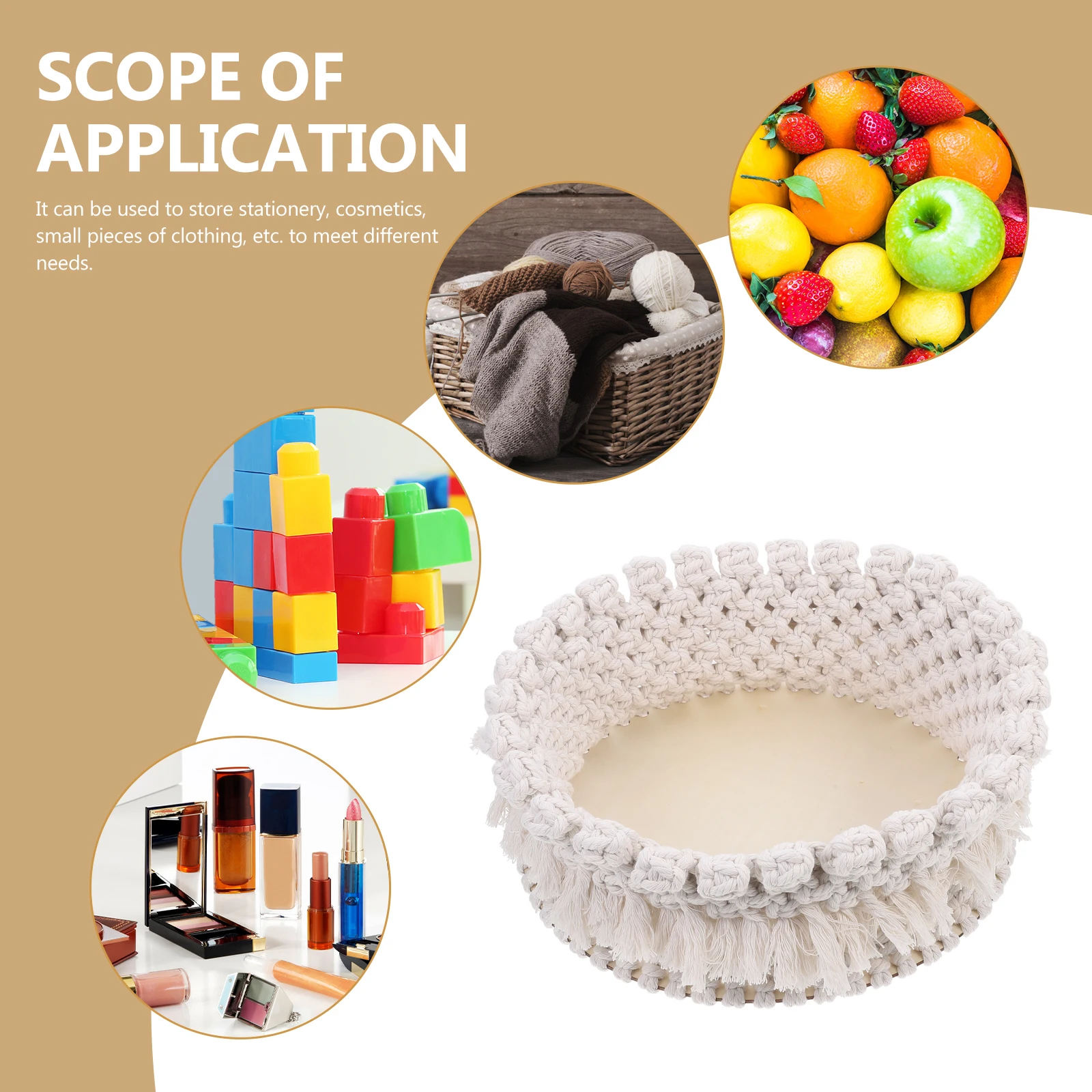 

Cotton Rope Basket 25cm Woven Storage for Desktop Snack Makeup Bedroom ganizer Home Supplies Versatile