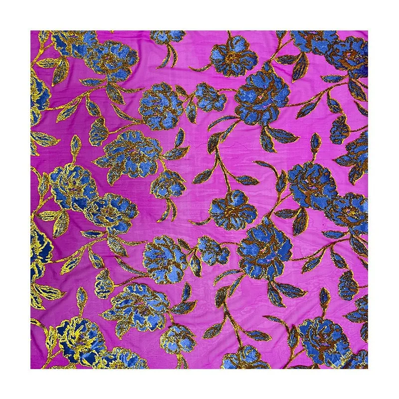 Gaun dan cheongsam pesanan khusus kelas atas yang terbuat dari kain viscose jacquard brokat beludru tenun