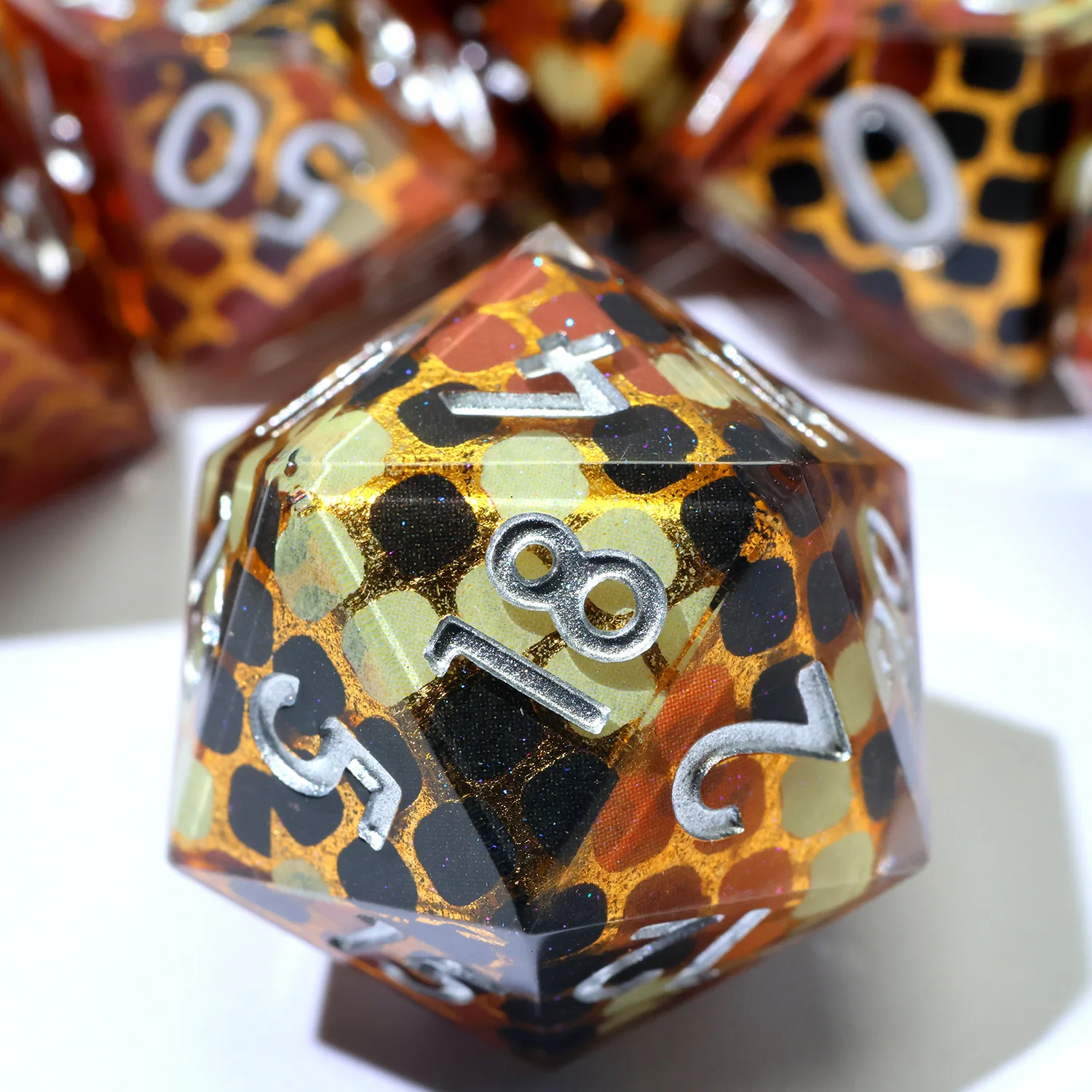 

Safari Predator Polyhedral DND Dice Set-Full Cover Leopard Resin Set for Role Board Game RPG Adventures-F21