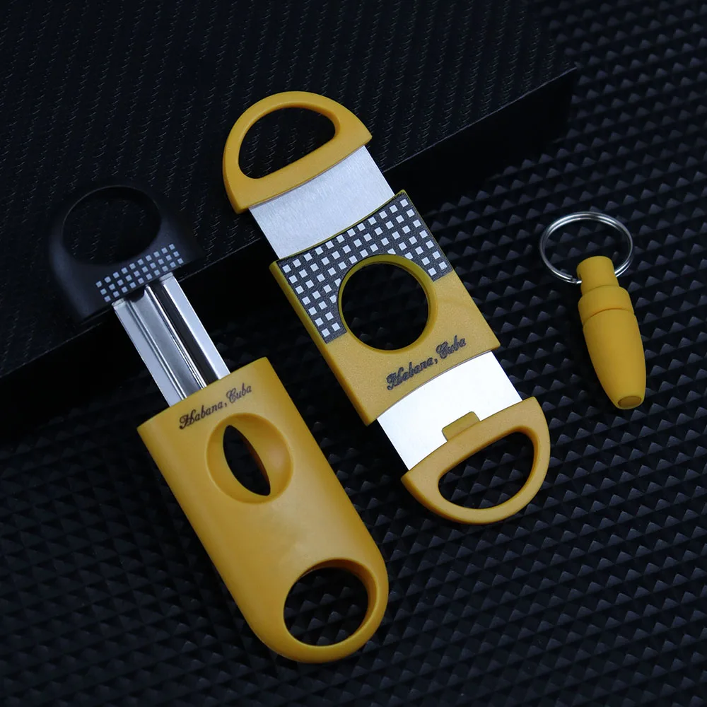 CIGAR CUTTER 3Pcs Combination Sets Sharp Stainless Steel Blade V-Cut Cigars Guillotine Puncher Knife Cigar Accessories CG-009