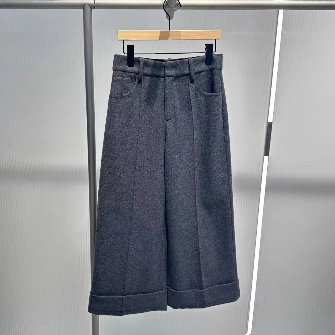 

Брюки с высокой талией, прямые, широкие, в стиле ретро, для офиса, весна-осень, новинка, женская одежда премиум-класса