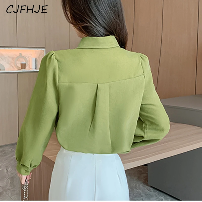 CJFHJE New Chinese Style Button Brushed Women\'s Shirt Top Spring Fashion Retro Versatile Women Long Sleeved POLO Collar Shirt