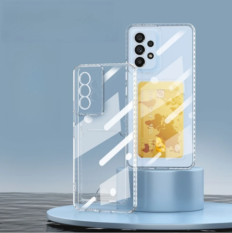 Luxury Airbag Drop-Protection Phone Case For Samsung Galaxy A56 36 26 17 07 16 55 35 25 15 06 05 Built-In Card Slot Clear Cover