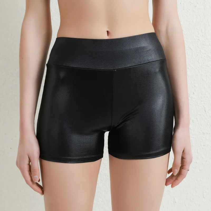 Sexy Nightclub Leather Shorts Women High Waist Stretch Push Up Black Short Leather Pants Sports Fitness Female Sexy Slim Shorts