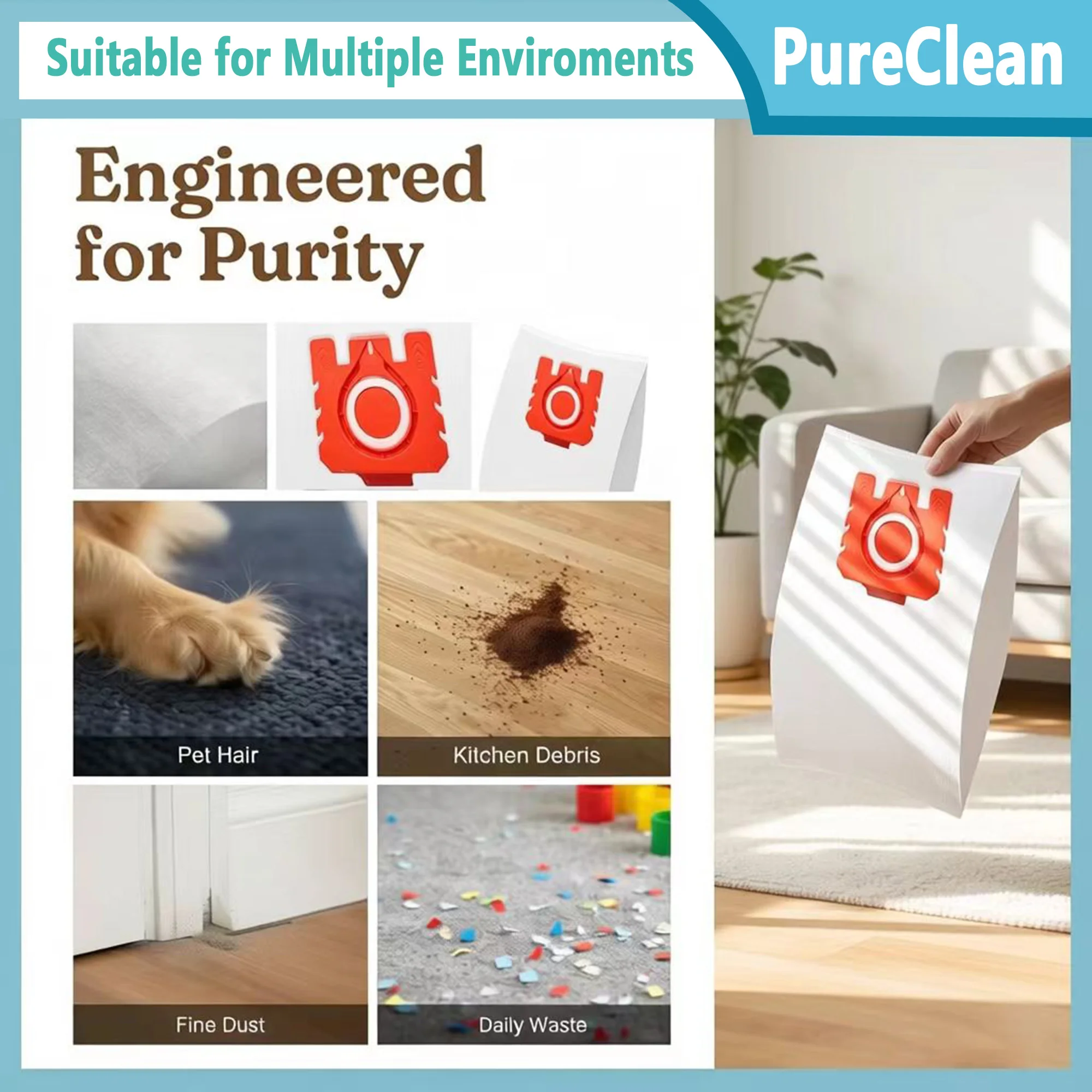 FJM Vacuum Cleaner Bags 3D Efficiency for Miele Hoover Dust Bag Complete C1, Compact C1, C2, S6 S4 Series