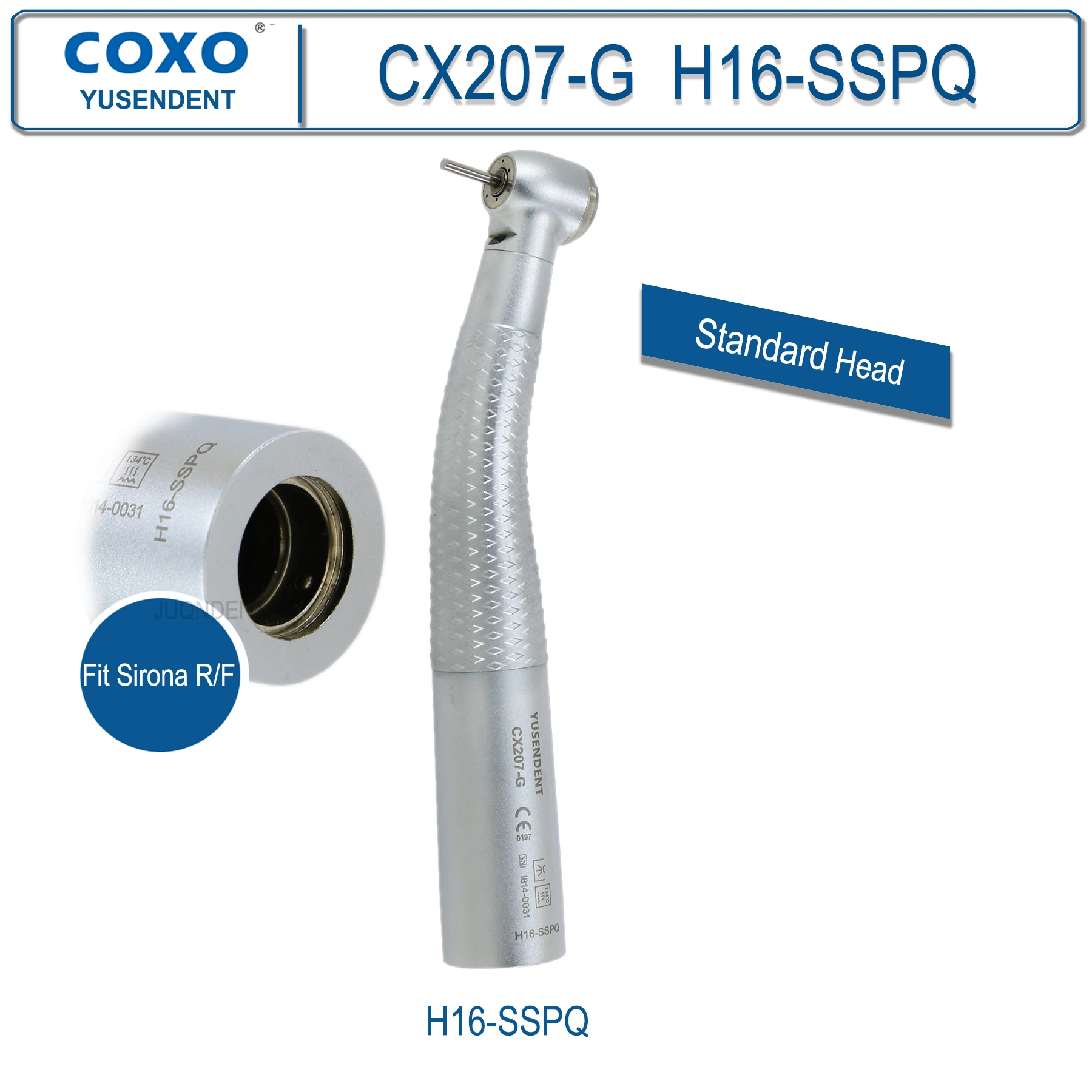 COXO YUSENDENT High Speed Dental Handpiece With LED Light Fiber Optic Dental Turbine 6 holes fit KAVO NSK Sirona WH CX207-G image 3