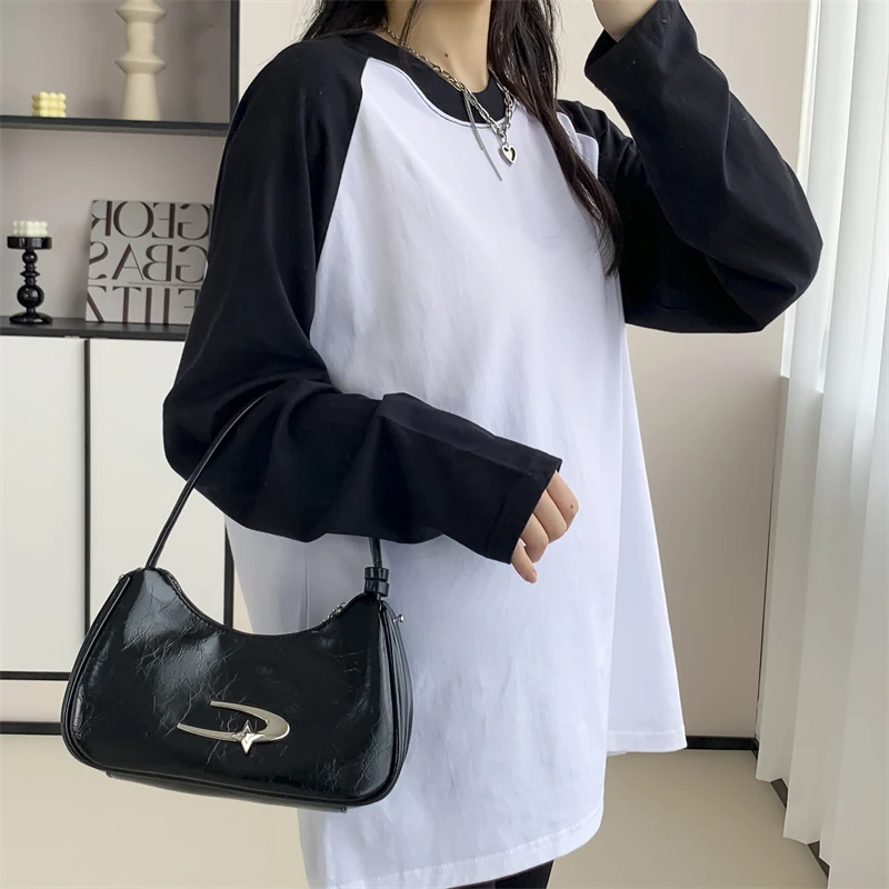 

2024 Autumn Pregnant Woman Cotton T-shirt Block Color Patchwork Long Sleeve O-neck Maternity Casual Tees Shirts Pregnancy Tops