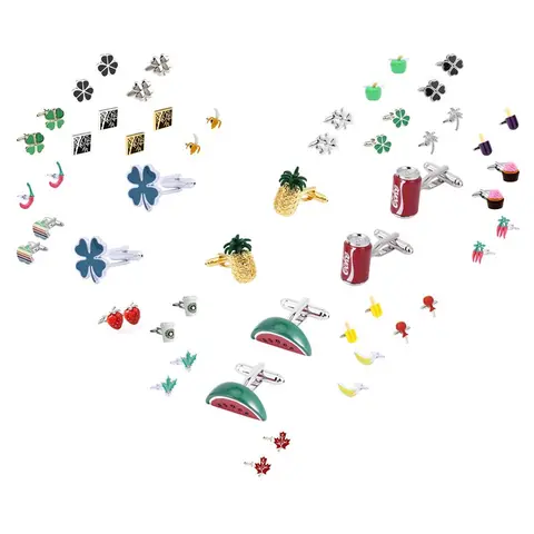 28 디자인 클로버 커프스 단추 망 음식 커프스 단추 배송 바나나 잎 케이크 고추 딸기 아이스크림 파인애플 수박