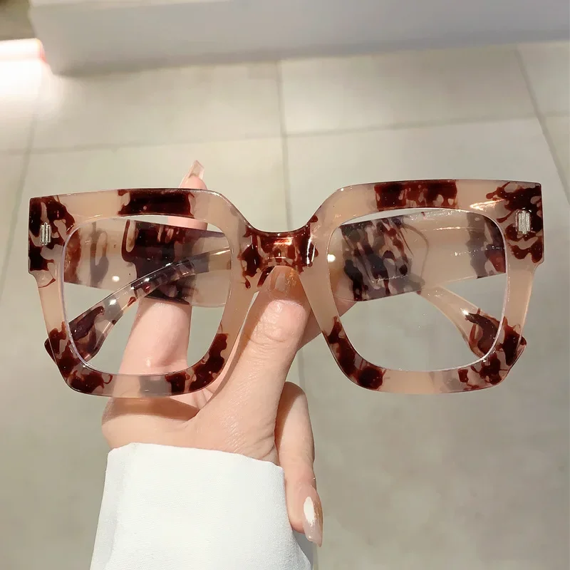 

Anti Blue Light Glasses Women Men Vintage Designer Myopia Prescription Optical Square Computer Big Eye Glasses Frame