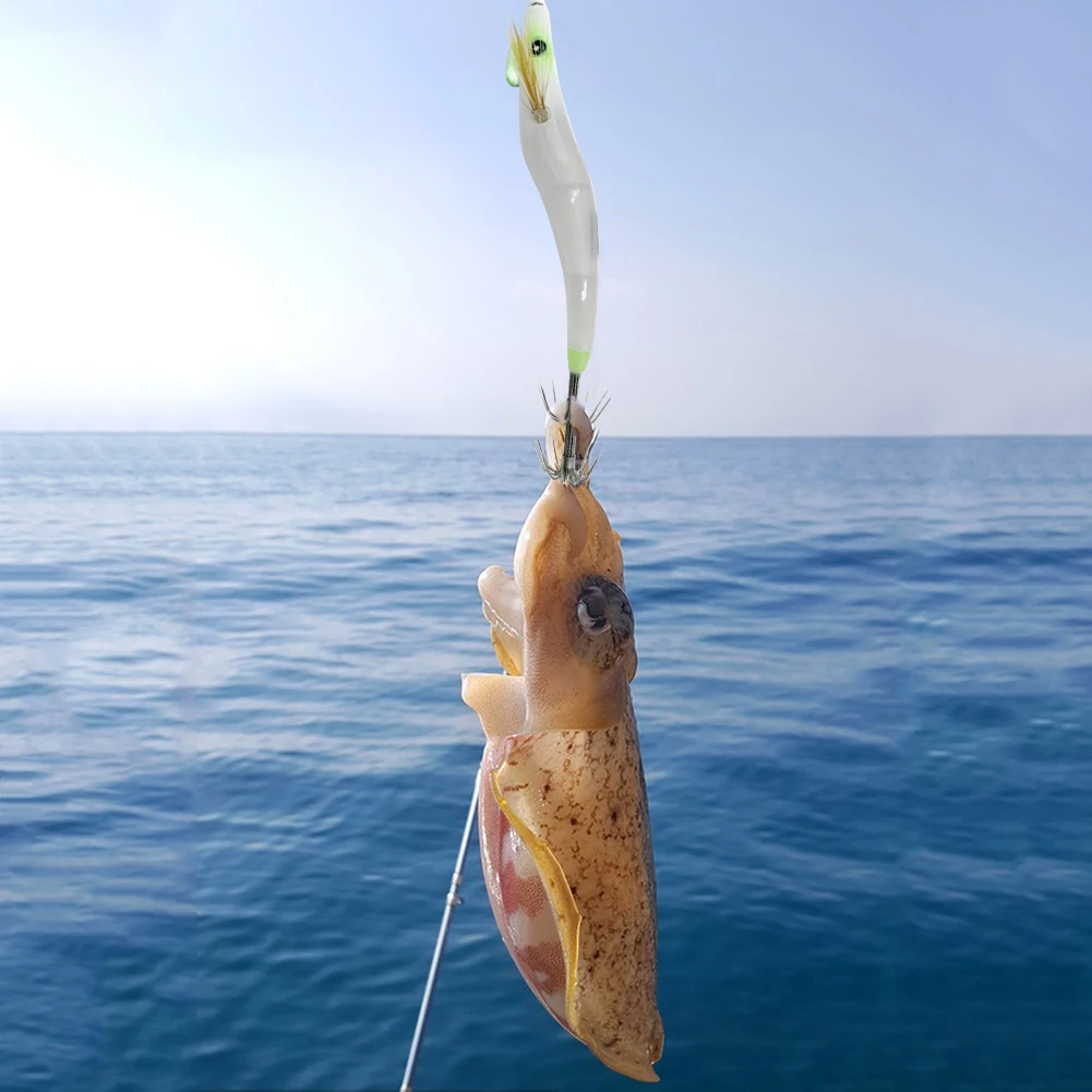 Umpan Udang Keras Luminous Lure dengan Kait Jig Cumi-cumi, Umpan Pancing, Perlengkapan Memancing, Umpan Udang Kayu untuk Air Tawar dan Air Asin