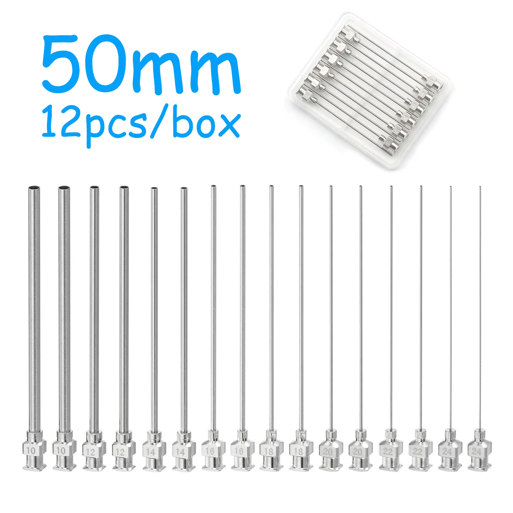 1 Dozen 2 Inch 304 Stainless Steel Blunt Tip Glue Dispenser Needles 8-30G for High Precision Adhesive, Accurate Crafting