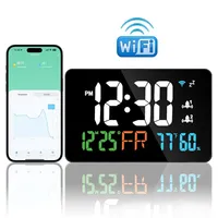 WIFI Smart Life Weather Station Thermometer Hygrometer Alarm Clock Time Alarm 4-Level Brightness Adjustment Electronic Clock