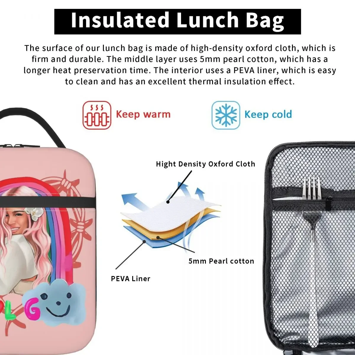 Manana Sera Bonito Karol G 2023 Thermal Insulated Lunch Bag for Office Reusable Food Bag Container Thermal Cooler Lunch Boxes