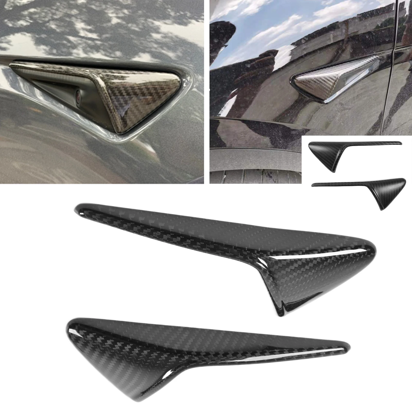 

1 Pair Vent Cover Trim Real Carbon Fiber Decor Replacement For Car Exterior Decoration Car Accessories