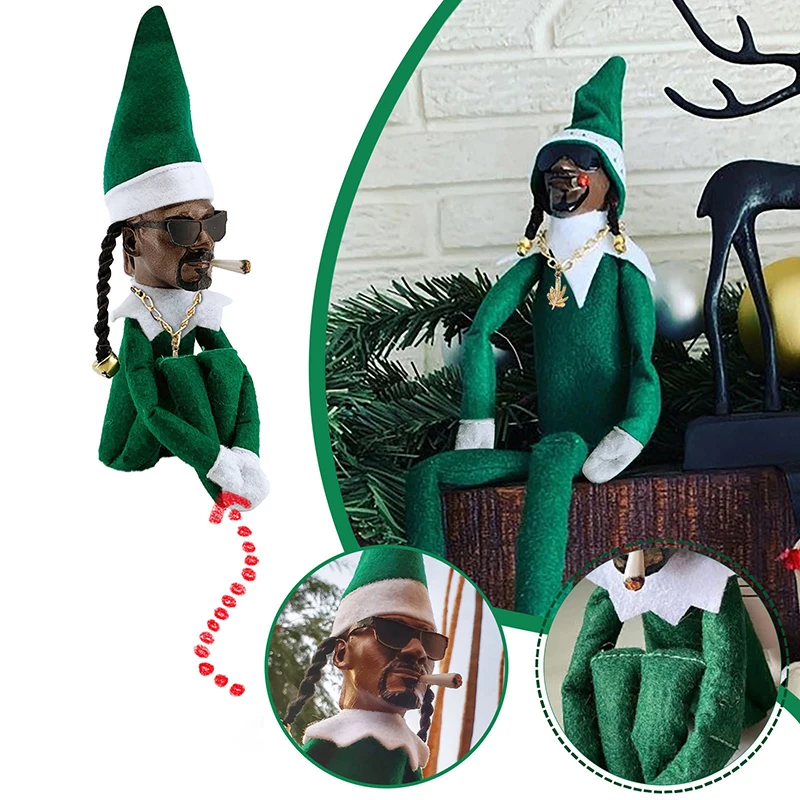 Snoop On A Stoop Figure Christmas Decoration Elf Doll Long Bendy Toy Holiday Party Ornament Figurines Funny New Year Gifts