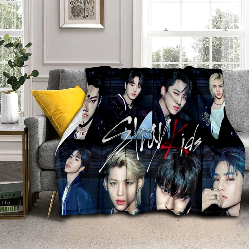 Impressão 3d stray kids kpop estrela 3d cobertores de flanela macia, cobertor confortável para camas sofá casa quarto presente capa