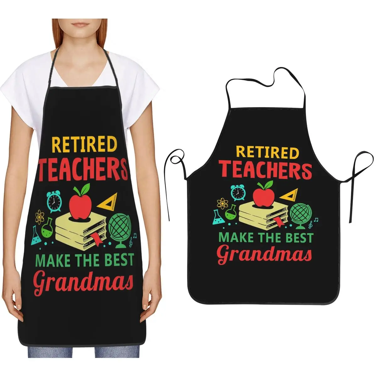 Retired Teachers Make The Best Grandmas Aprons Chef Cooking Baking Tablier Bib Kitchen Cleaning Pinafore for Women Men Painting