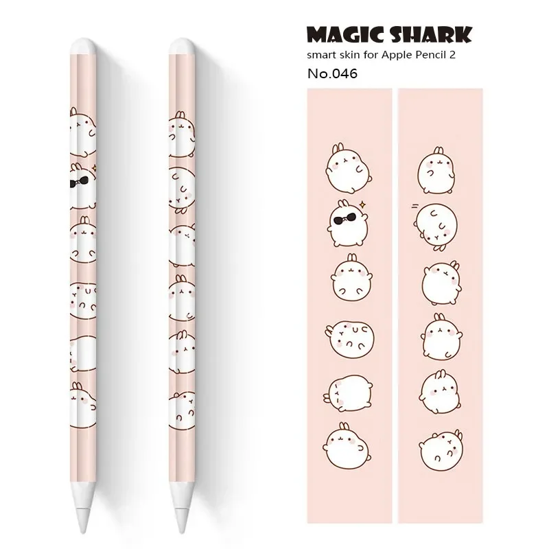 2 pz/lotto Cute Cartoon Rabbit Bear Flower Crayon Shin Chan Cover Film Sticker Skin per Apple Pencil 2