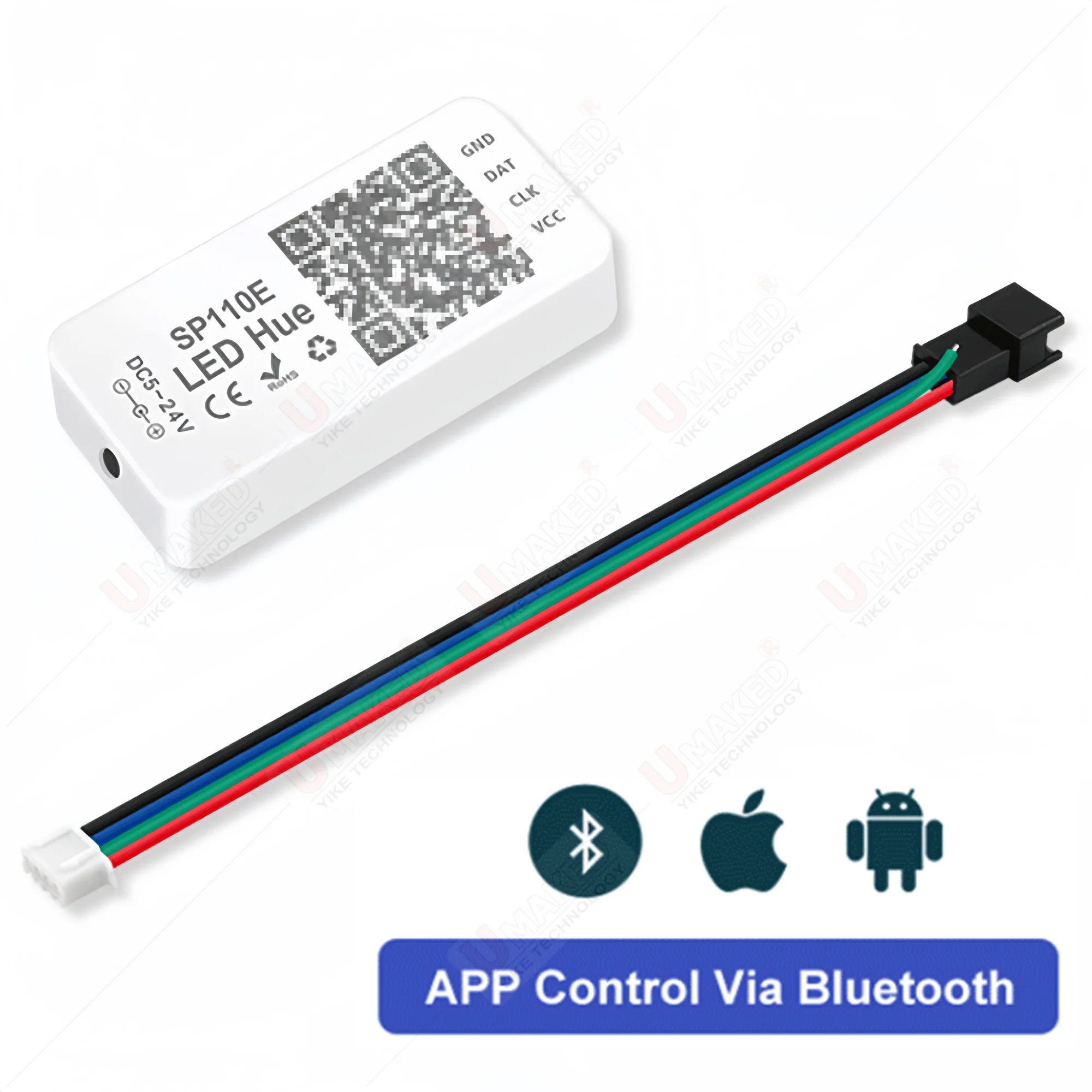 SP110E Bluetooth Controller LED Mini Individually Addressable Light, WS2812B Strip Light With DC5V-24V