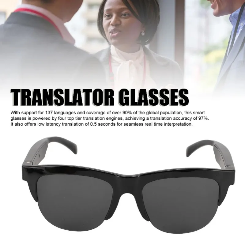 Translation Device 137 Languages Translator Glasses TR90 PC UV400 Bluetooth 5.3 Dual High Definition Microphones for Classroom