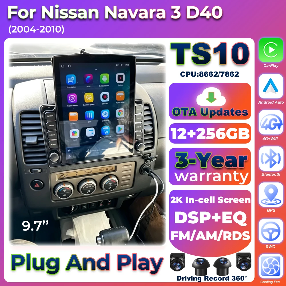 Android 16 Auto Car Radio For Nissan Navara 3 D40 2004 2005 2006-2010 Carplay BT Multimedia Player 5G Wifi Video GPS DSP Stereo