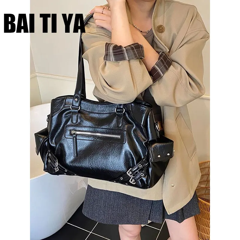 

Ba Ti Ya, женская большая повседневная сумка через плечо Capaci, весна 2024, модная мягкая кожаная сумка, дорожная сумка