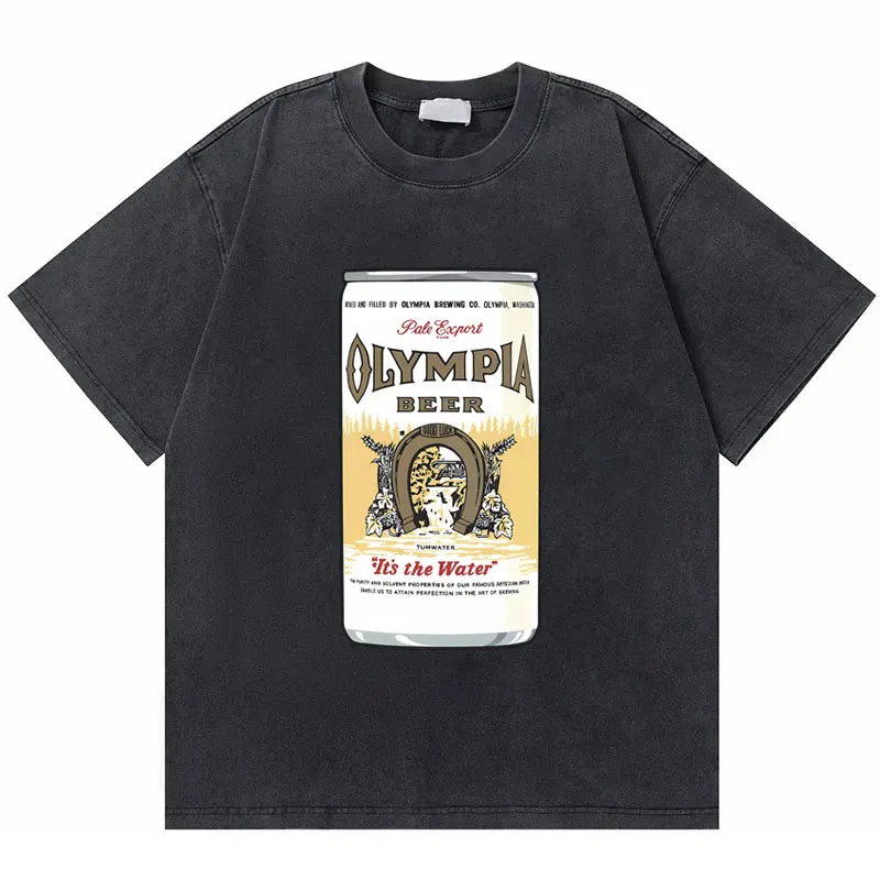 เสื้อยืดลำลองผู้ชายยิมฮับลายเรขาคณิตแบบซักแล้ว แขนสั้น เหมาะสำหรับสวมใส่ลำลองในฤดูร้อน