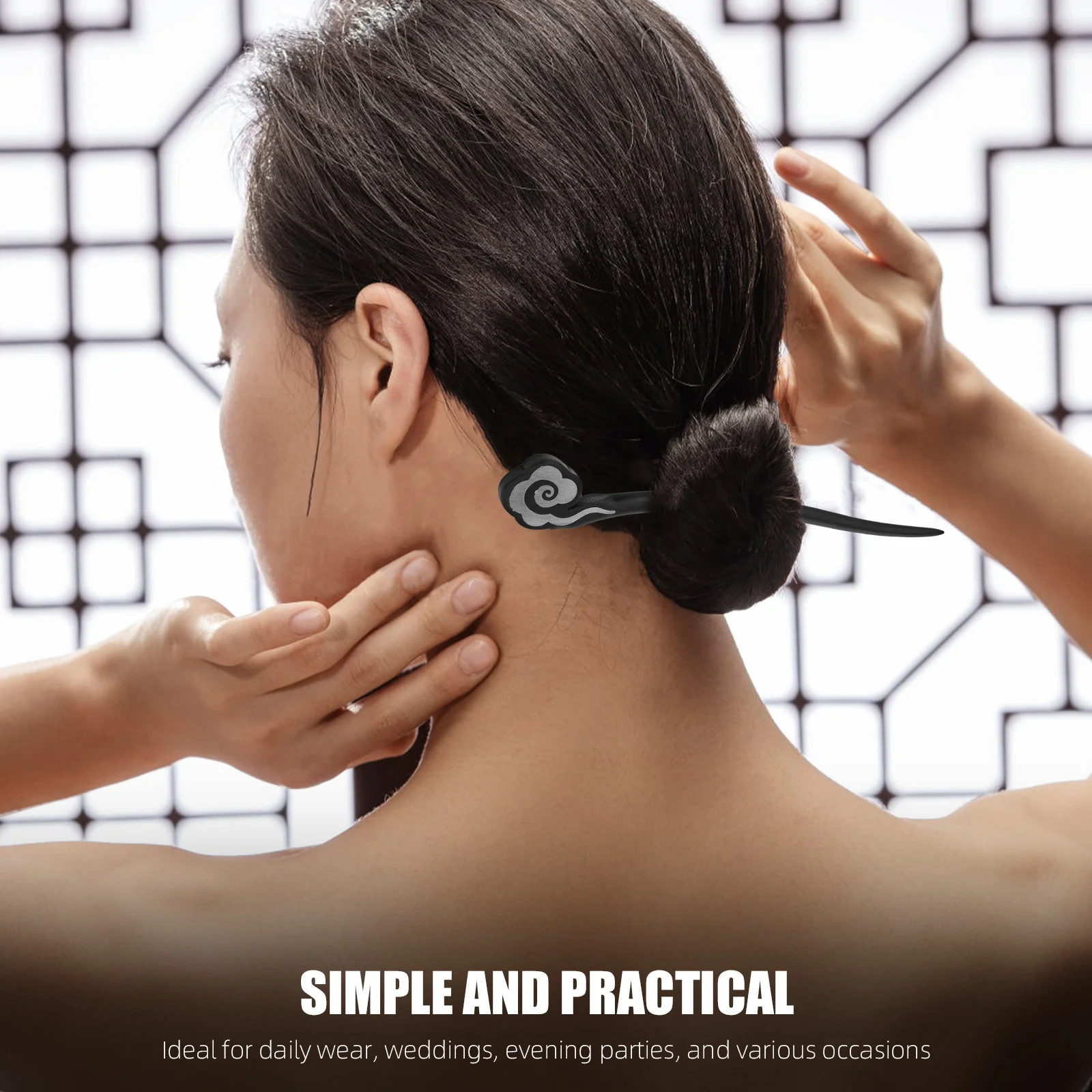 

Винтажная деревянная китайская заколка для волос, палочка для длинных волос, аксессуар для волос с облачным узором, безопасная фиксация для женщин, повседневная одежда, булочки