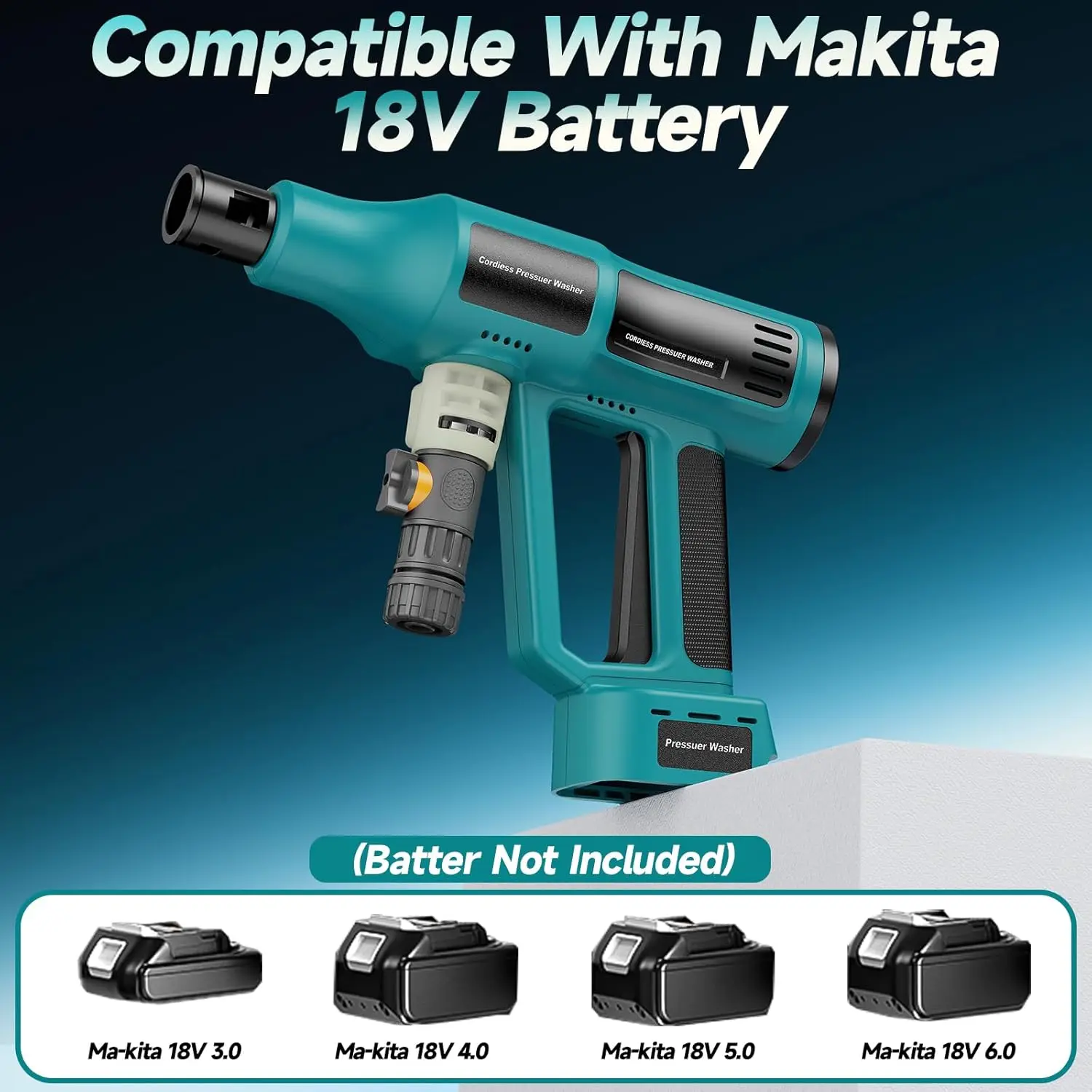 Бесщеточный электрический пистолет для мойки высокого давления, 250 бар, 4 передачи, мощность, домашний пистолет-распылитель для мойки автомобилей, аккумулятор Makita 18 В