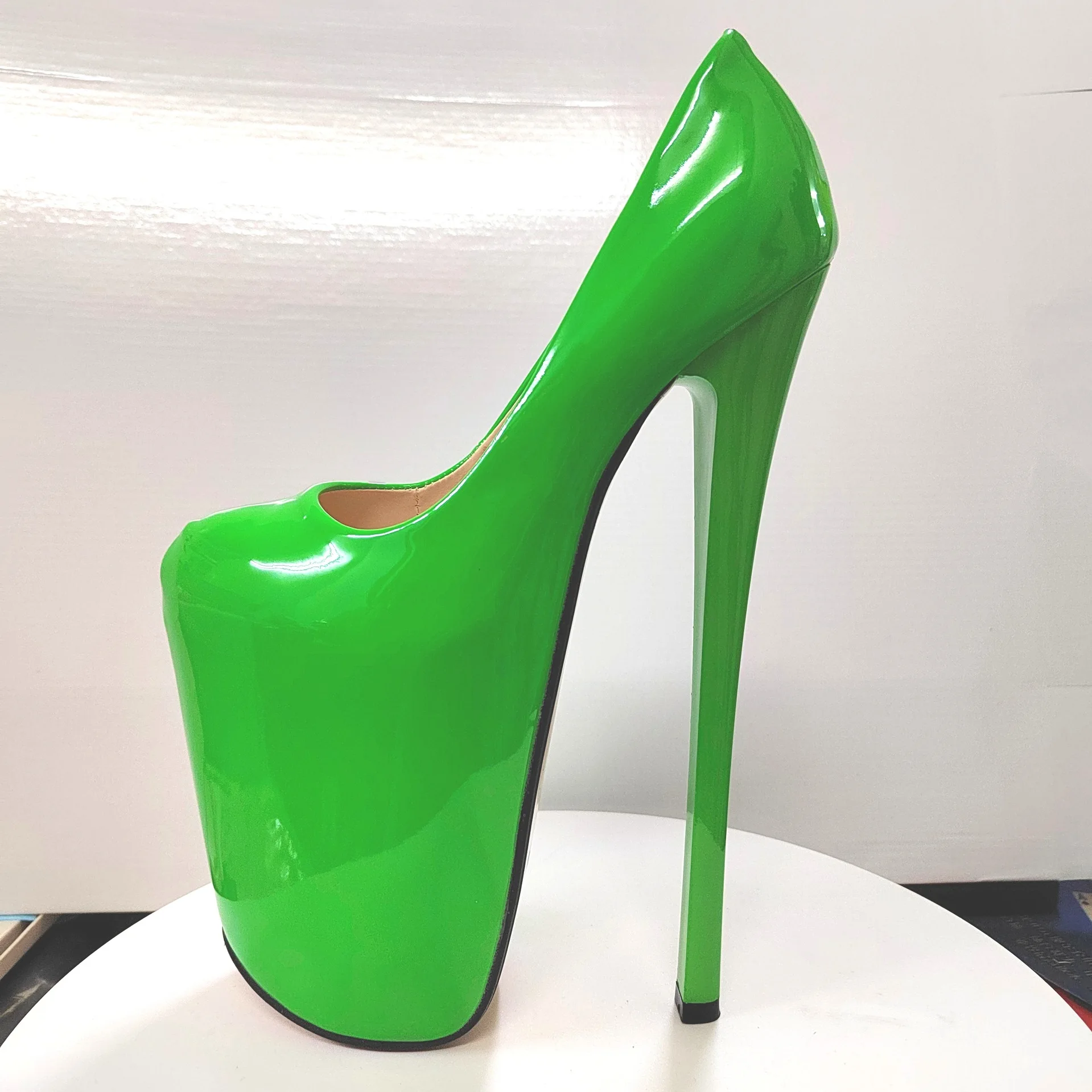 Spring and Autumn New Ultra High Heel 22cm Green Candy Color High Heels Large Size Women's Shoes Sexy Model Shoes Hate Sky High