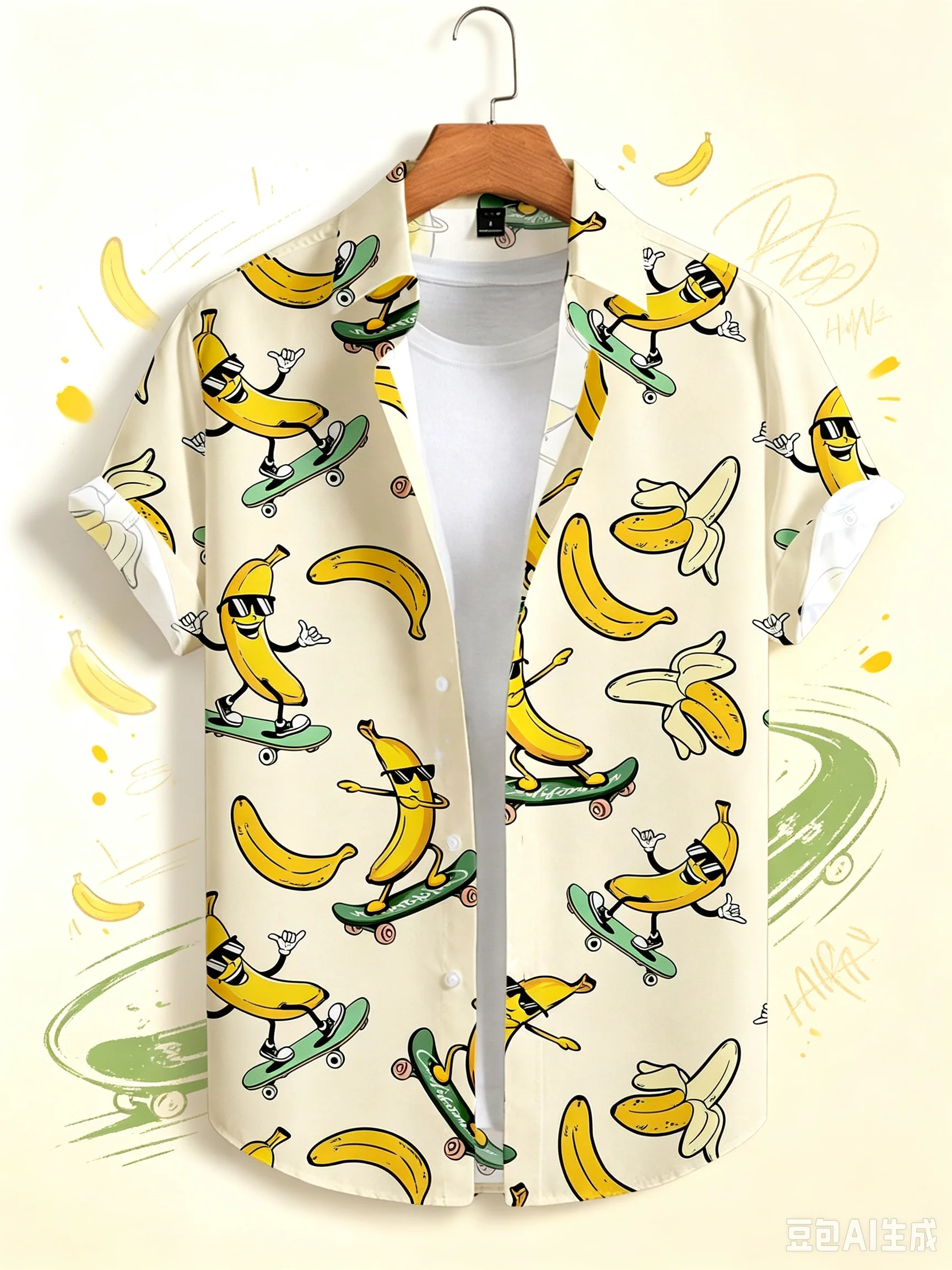 Men's Shirt Lapel Party Shirt Men's Casual Street Short Sleeve Summer New Fashion Banana Animation 3D Print Tops Men's Clothing