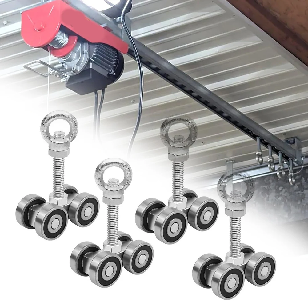 4 Pcs Silent Trolley Rollers 1-5/8 Inch Galvanized Steel With Bolt Design For Sliding Barn Door Garage Track System Tool