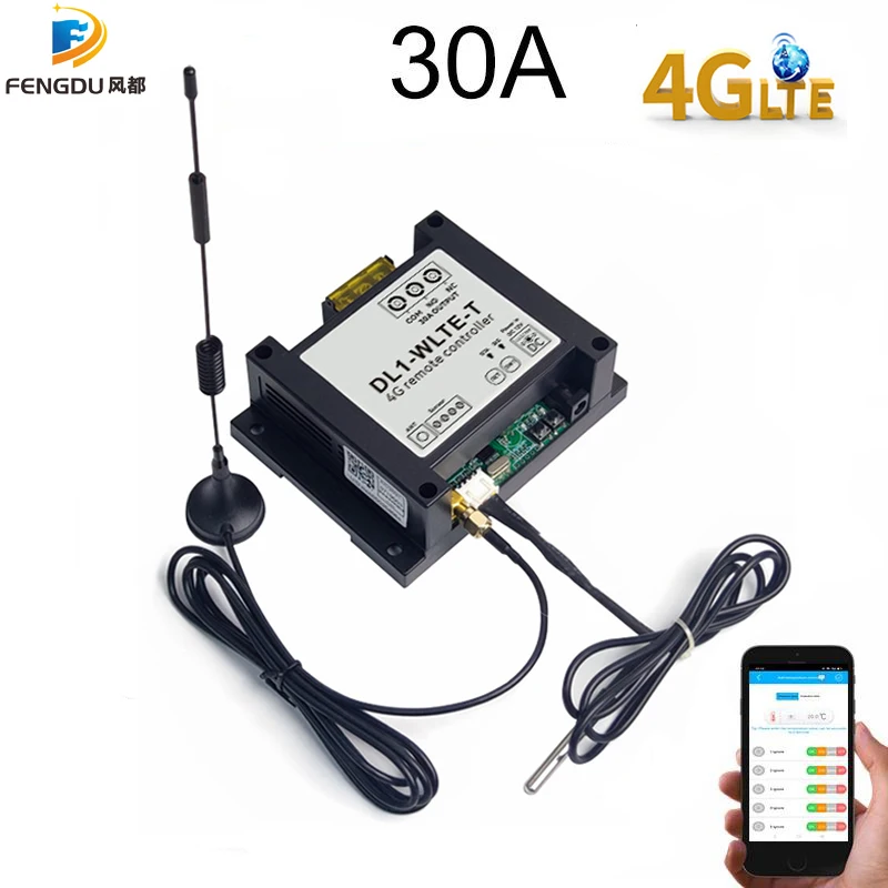 

App 4G LTE Temperature Sensor 2 Relay Controller DL1-WLTE-T/TVC Switch Power Off Alarm SIM SMS Call Remote Control Freezer