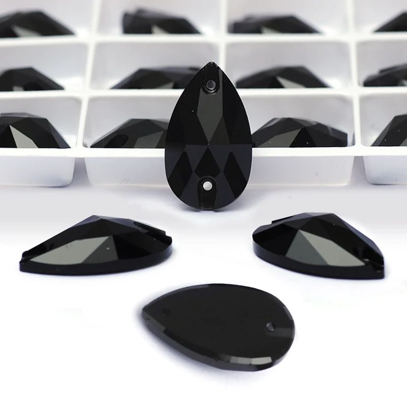 Pubrilex Crystal Jet Black Strass Flache Aufnähsteine Premium K9 Glas-Edelsteine für Handarbeiten, Kleidung, DIY-Basteln – Detail 5