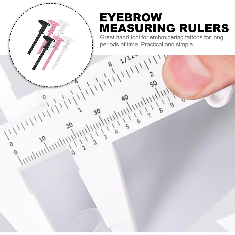 

6pcs Eyebrow Measuring Rulers Small Calipers Trimming Tool Double Scale Portable Practical Plastic Long Term Use