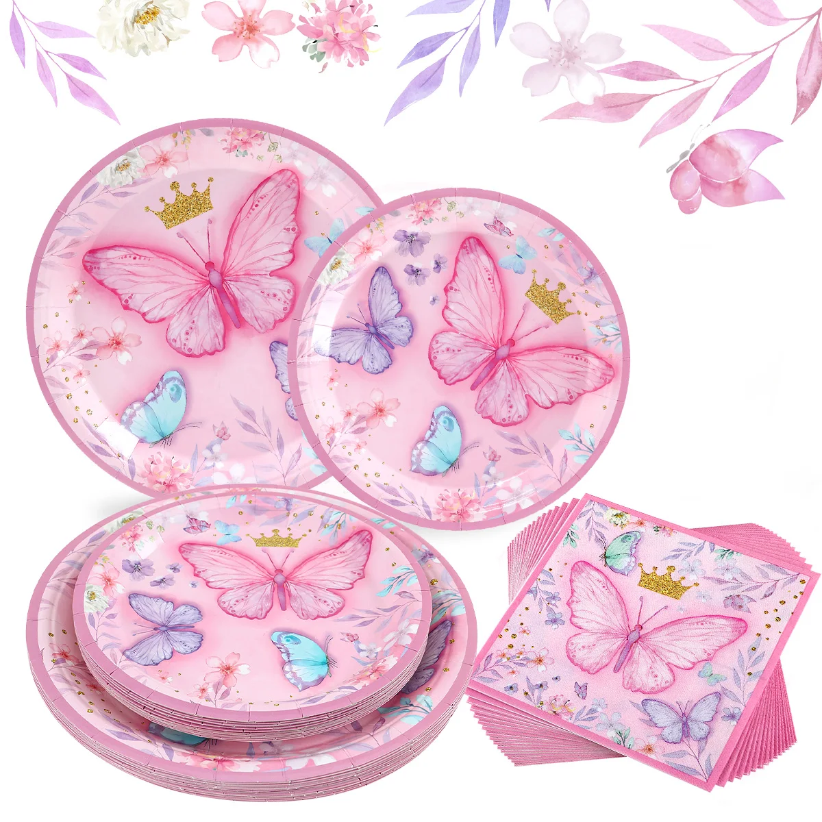 

Butterfly Party Disposable Tableware Sets Birthday Plates Cups Napkins Butterfly Theme Party Supplies Baby Shower Party Decor