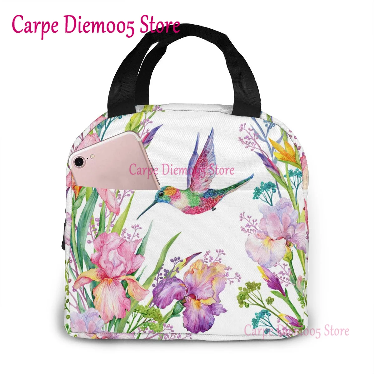 Hummingbird Lunch Bag for Women Men Kids Lunch box Insulated Soft Bag Mini Cooler Thermal Tote Bag for Office Work School