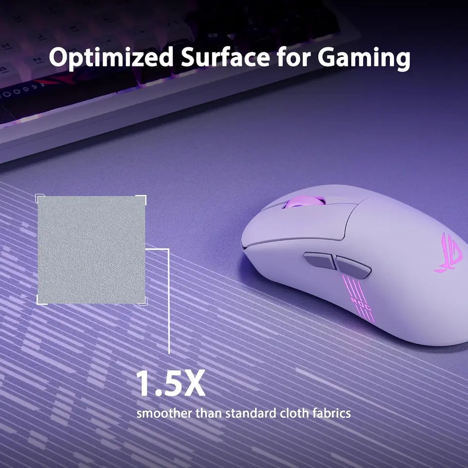 لوحة ماوس للألعاب ASUS ROG Scabbard II، رمادي قطبي، سطح قماش ناعم، مقاوم للماء/الزيت/الغبار، حواف مقاومة للاهتراء، قاعدة غير قابلة للانزلاق - 3